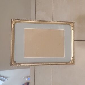Vintage Goldtone Picture Frame Matted Velvet Backing 7x10in